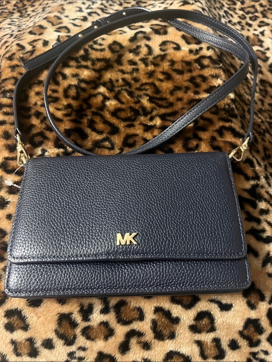 Michael Kors Handbags - Michael Kors Black Pebbled Leather Crossbody with Gold MK Logo